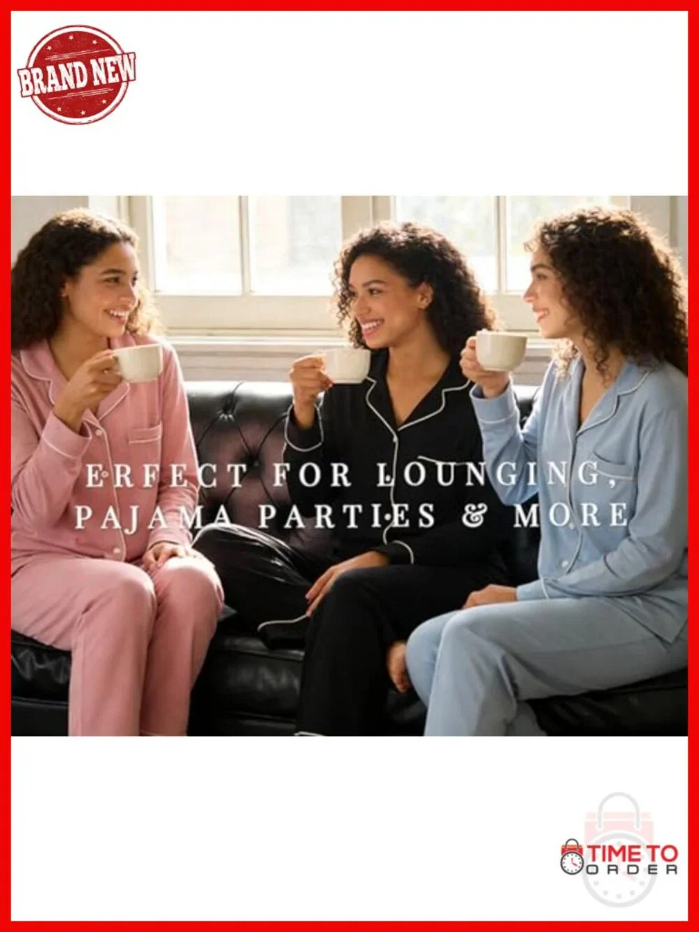 Long Sleeve Cotton Blend Pajama Set with Pockets Button-Up Sleepwear